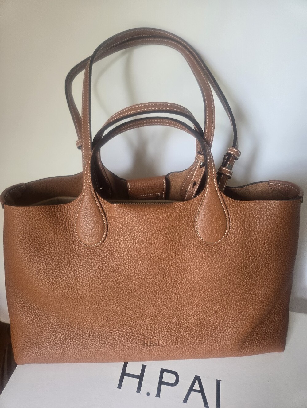 Everyday Pebbled Leather Tote in Cognac Brown - Picture 7 of 13